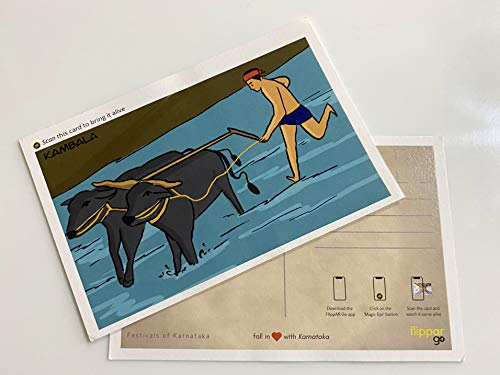 FlippAR Festivals of Karnataka Postcards in augmented reality (Pack of 8) set 1