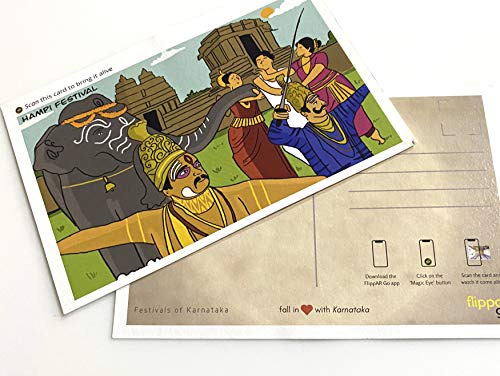 FlippAR Festivals of Karnataka Postcards in augmented reality (Pack of 8) set 1