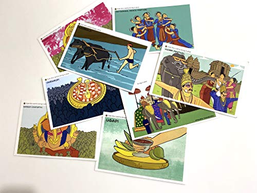 FlippAR Festivals of Karnataka Postcards in augmented reality (Pack of 8) set 1