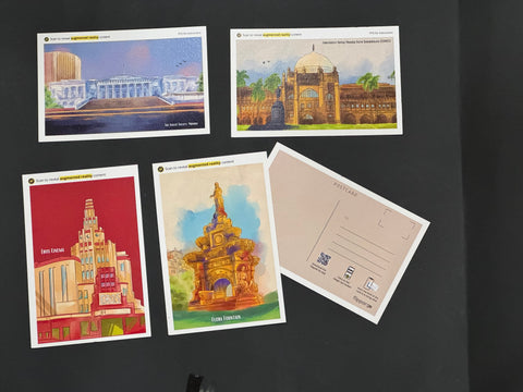Set of 4 AR postcards of Mumbai