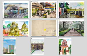 FlippAR postcards covering iconic places in and around Bangalore, interactive augmented reality.(Pack of 8)