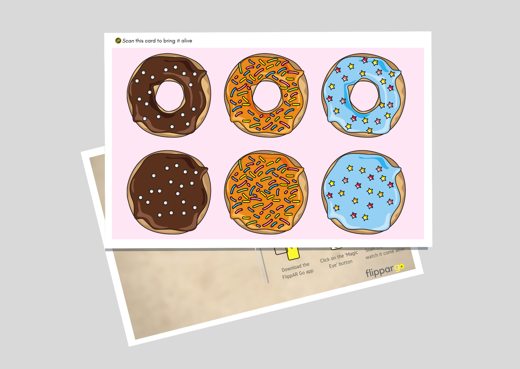 FlippAR - Donut Themed Birthday Card That Comes Alive in Augmented Reality (Pack of 5)