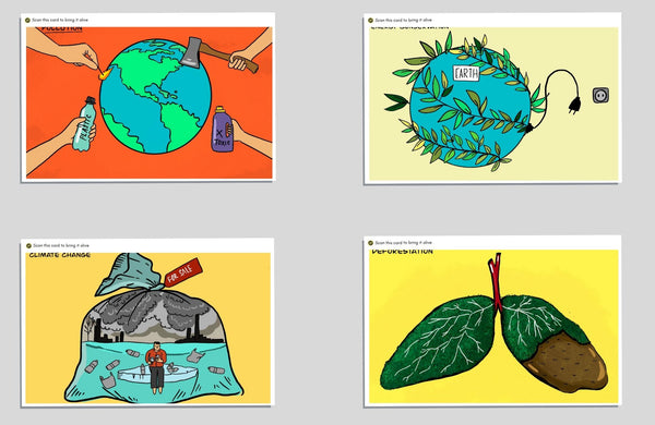 FlippAR's Sustainable Development postcards in augmented reality(Pack of 4)