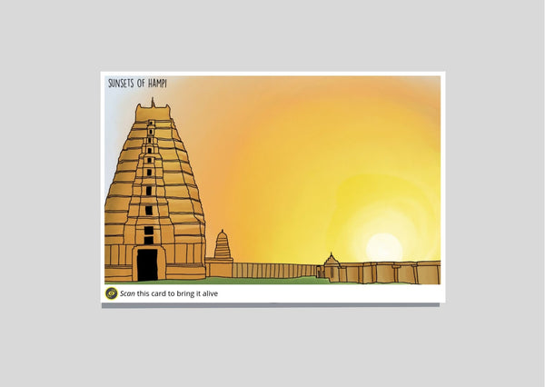 FlippAR Hampi postcards covering iconic places, interactive augmented reality (Set 2) (Pack of 7)