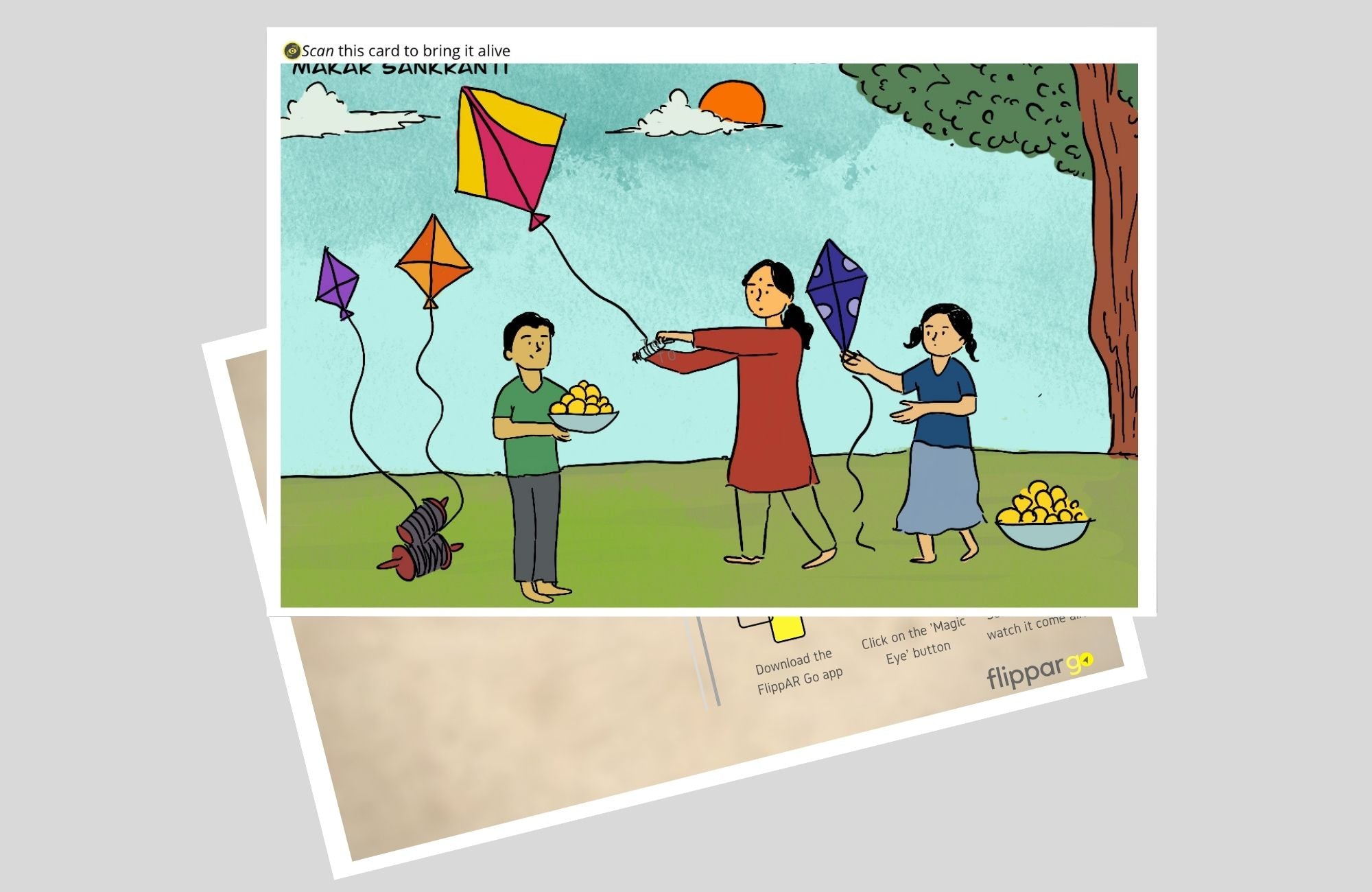 FlippAR Festivals of Karnataka Postcards in augmented reality (Pack of 7) set 2