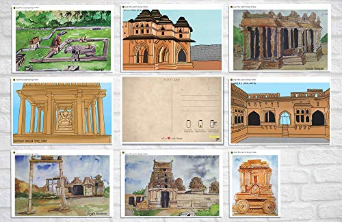 FlippAR Hampi postcards covering iconic places, interactive augmented reality. UNESCO Heritage Site (Pack of 8)