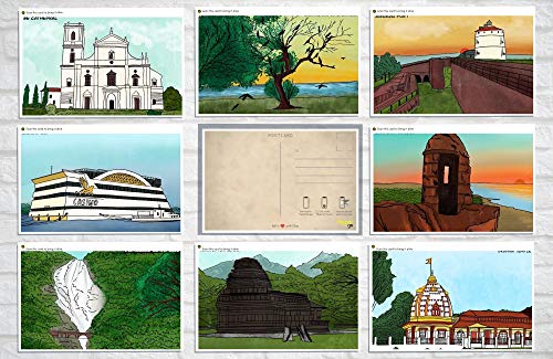FlippAR Goa Postcards covering iconic places in augmented reality (Pack of 8 postcards)