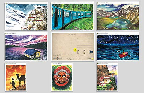 Talking Postcards, a set of 8 hand painted postcards in augmented reality