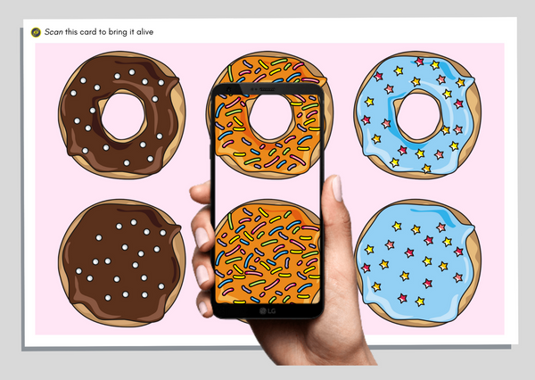 FlippAR - Donut Themed Birthday Card That Comes Alive in Augmented Reality (Pack of 5)