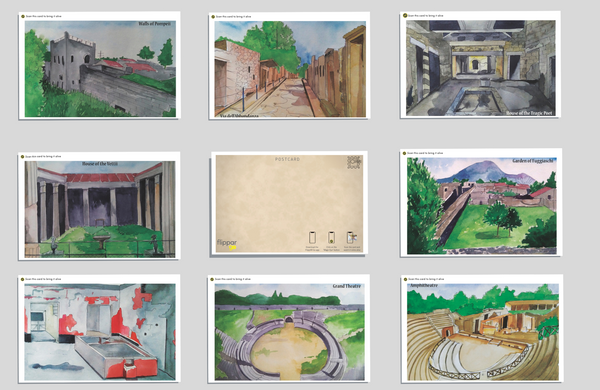 FlippAR's ' Ancient City of Pompeii 'postcards in augmented reality - Set 2 (pack of 12)